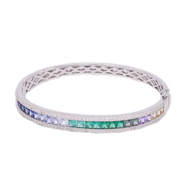 925 Rainbow Silver Bangle Jewelry 