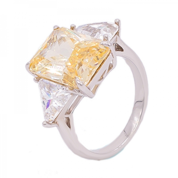 925 Diamond Yellow Engagement Ring For Women 