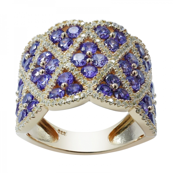 Rose Gold Plated 925 Silver Ring with Amethyst CZ 