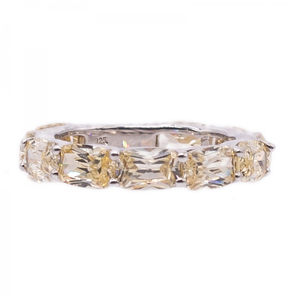 Eternity 925 Diamond Yellow Silver Women Ring 