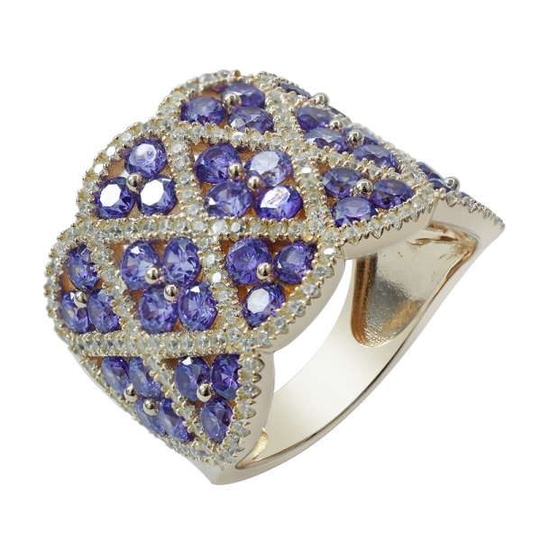 Rose Gold Plated 925 Silver Ring with Amethyst CZ 