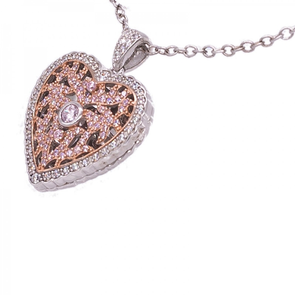 925 Two Tone Plated Heart Shape Pendant Locket 