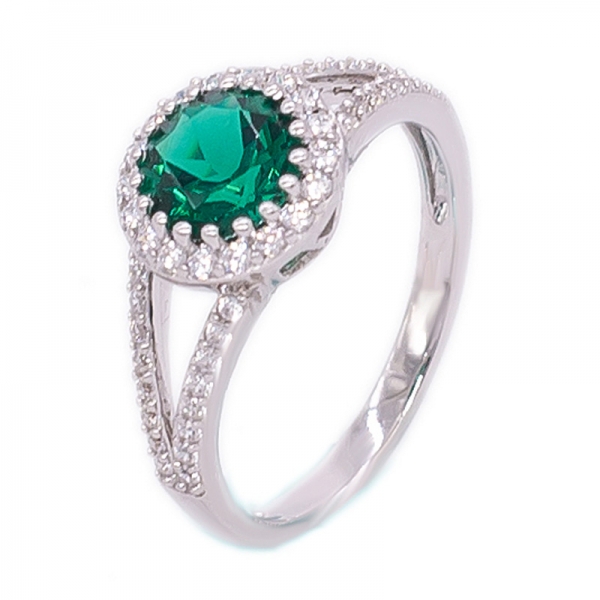 Silver Solitaire Green Nano Ring 