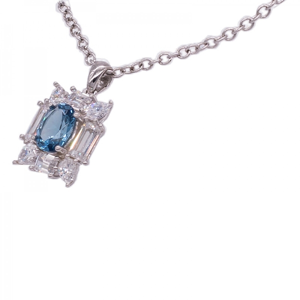 Shining 925 Blue Diamond Pendant 