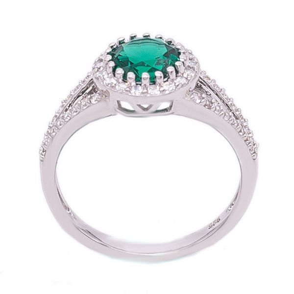 Silver Solitaire Green Nano Ring 