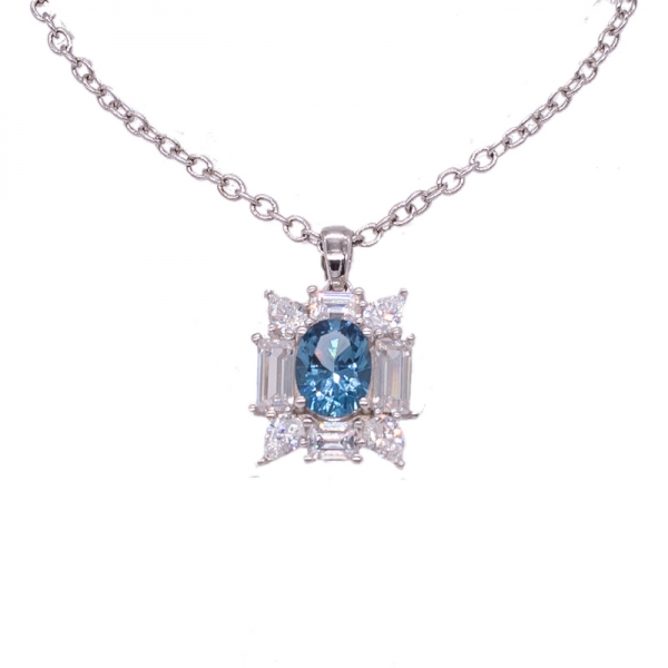 Shining 925 Blue Diamond Pendant 