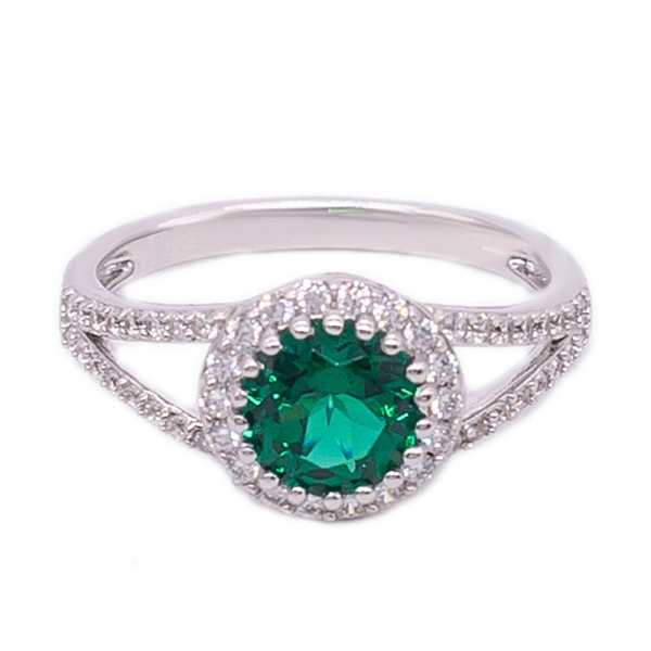 Silver Solitaire Green Nano Ring 