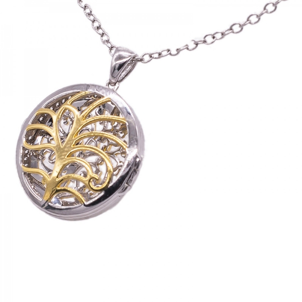 925 Gold & Rhodium Plated Silver Locket Pendant 