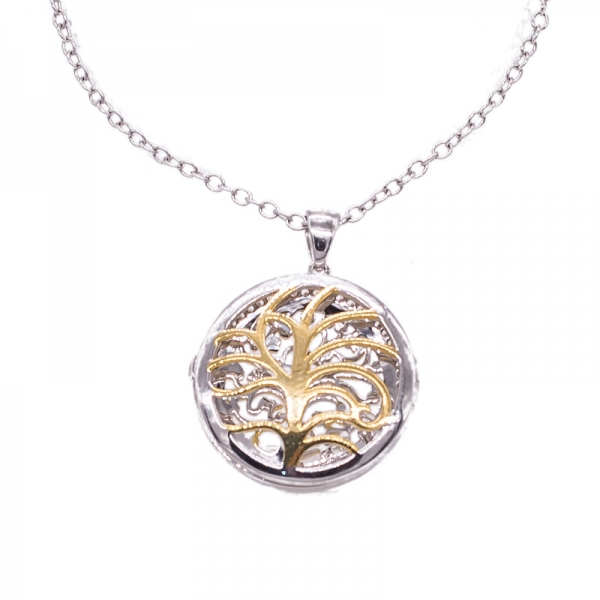 925 Gold & Rhodium Plated Silver Locket Pendant 