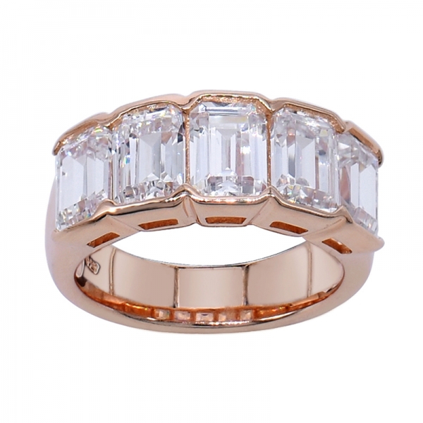 925 Ring With Baguette Shape Emerald Cut CZ 