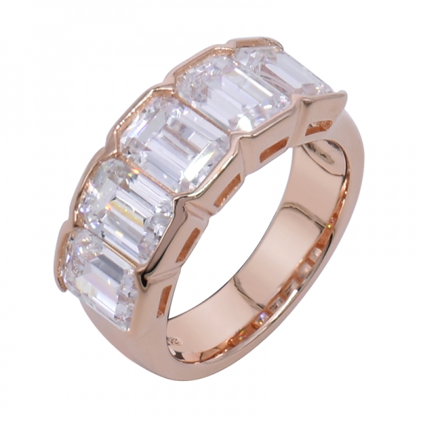 925 Ring With Baguette Shape Emerald Cut CZ 