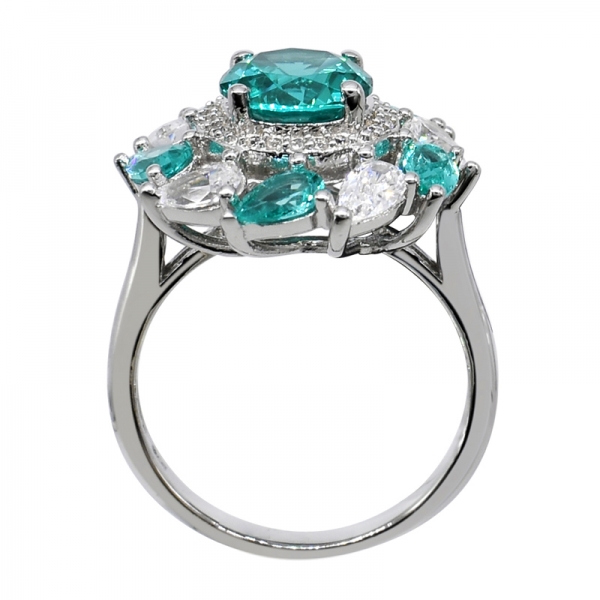 Fascinating Rhodium Plated Silver Paraiba 925 Ring 