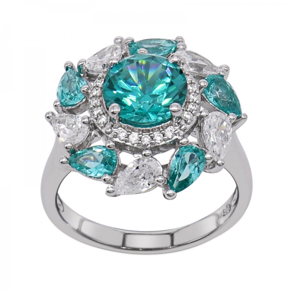 Fascinating Rhodium Plated Silver Paraiba 925 Ring 