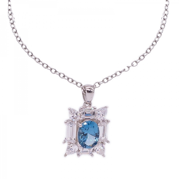 Shining 925 Blue Diamond Pendant 