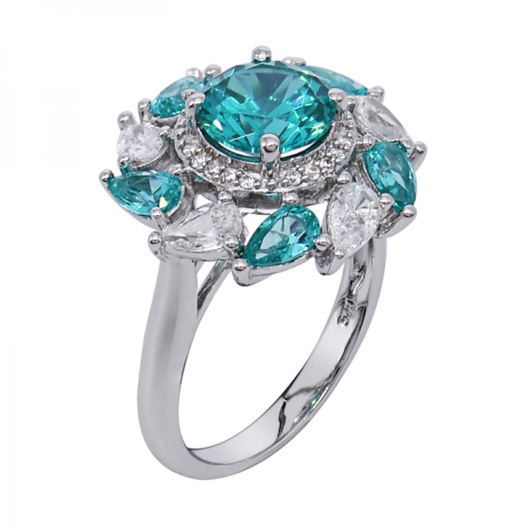 Fascinating Rhodium Plated Silver Paraiba 925 Ring 