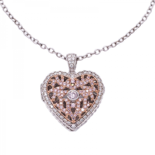 925 Two Tone Plated Heart Shape Pendant Locket 