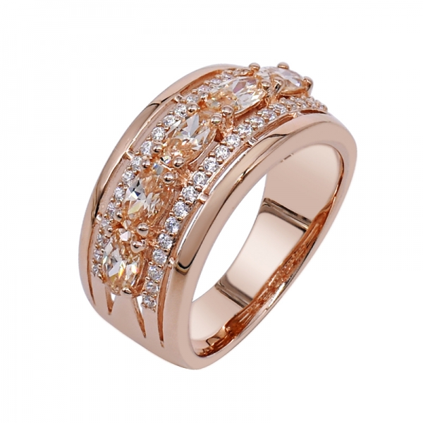 Rose Gold Plated Oval shape Morganite Peach 925 Ring 