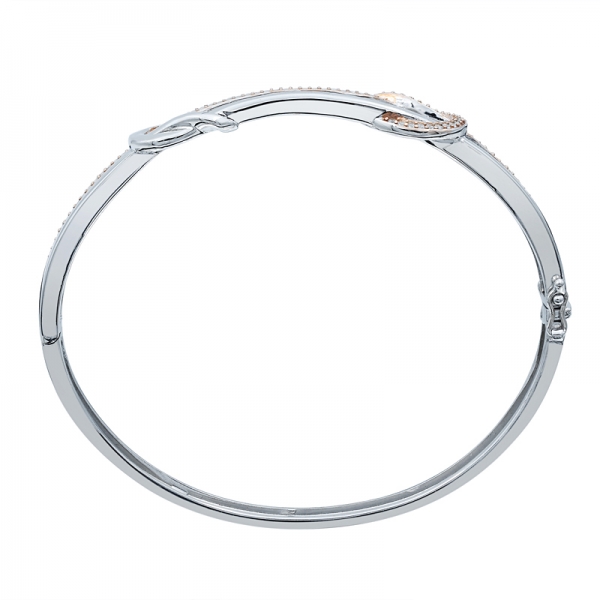 Two-tones Plated Classical 925 Sterling Silver Bangle 