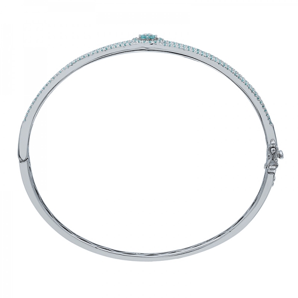 Simple 925 Sterling Silver Bangle with Round Paraiba YAG 