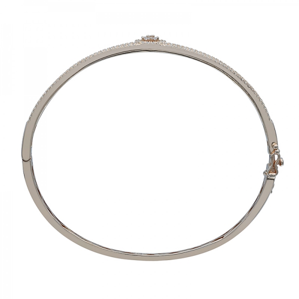 Simple 925 Sterling Silver Bangle with Round Paraiba YAG 