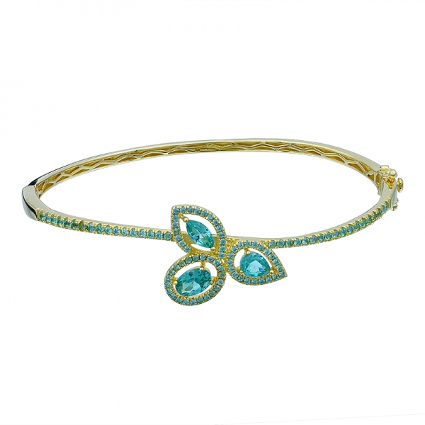 Simple 925 Silver Bangle with Paraiba in Gold Plated 