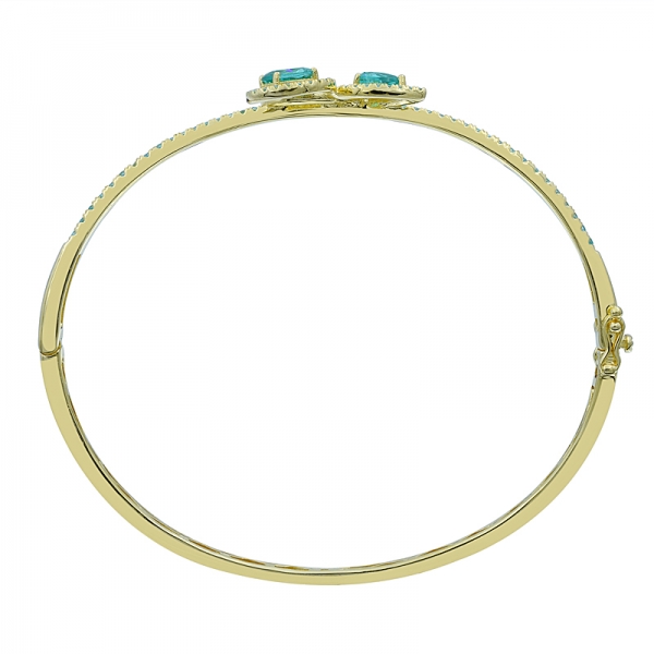 Simple 925 Silver Bangle with Paraiba in Gold Plated 