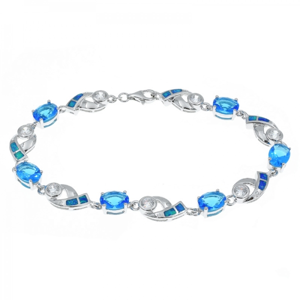 925 Sterling Silver Opal Bracelet Jewelry 