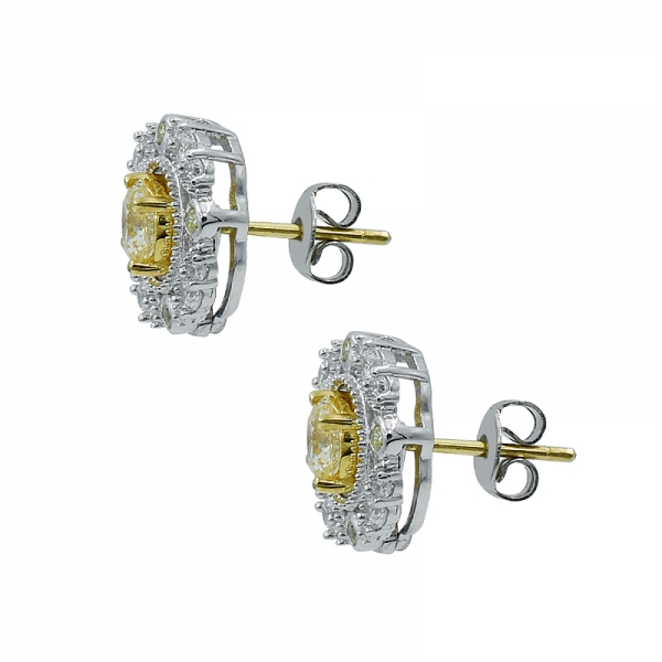 Stud Women 925 Earrings With Enchanting Diamond Yellow CZ 