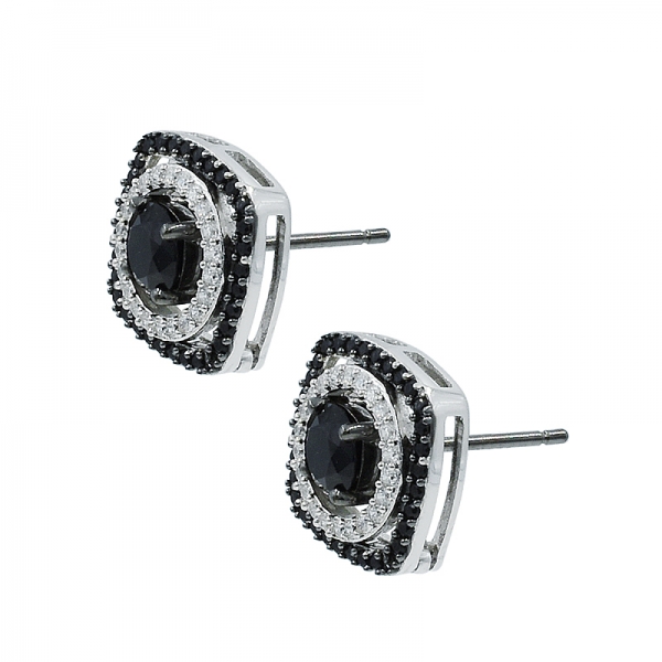 Black Nano Stud Women 925 Earrings 