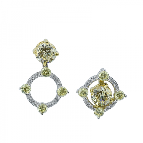Diamond Yellow Stud Women Earrings in 925 Sterling Silver 