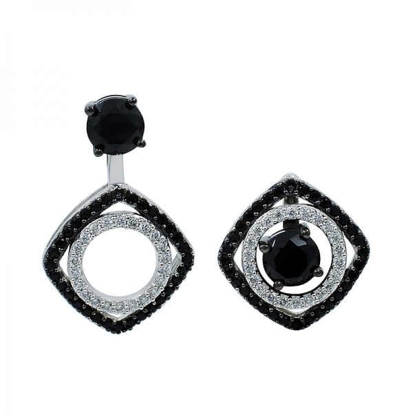 Black Nano Stud Women 925 Earrings 