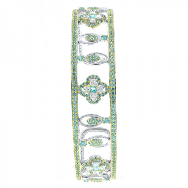 Paraiba Silver Bangle in 2-tones Plating 