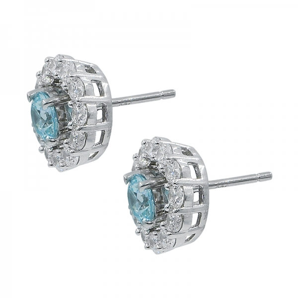 925 Halo Gold Plated Stud Silver Earrings 