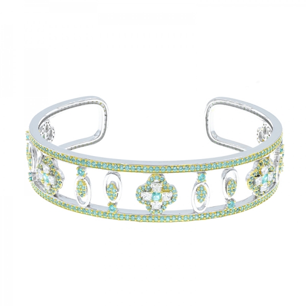 Paraiba Silver Bangle in 2-tones Plating 