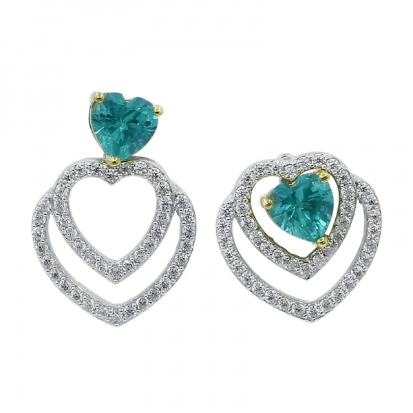 925 Double Heart Silver Stud Earrings 