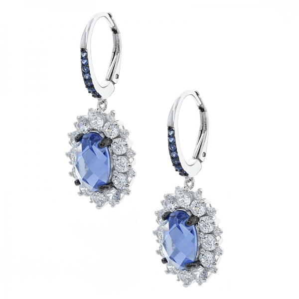 Graceful 925 Earrings With Checkboard Cutting Tanzantie CZ 