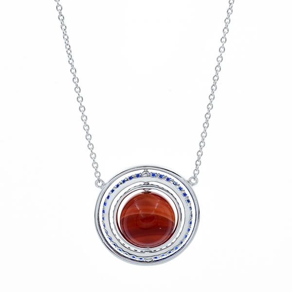 925 Sterling Silver Carnelian Necklace 