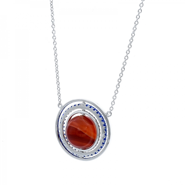 925 Sterling Silver Carnelian Necklace 