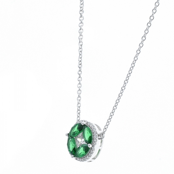 White CZ & Paraiba YAG Silver Necklace with Refined Chain 