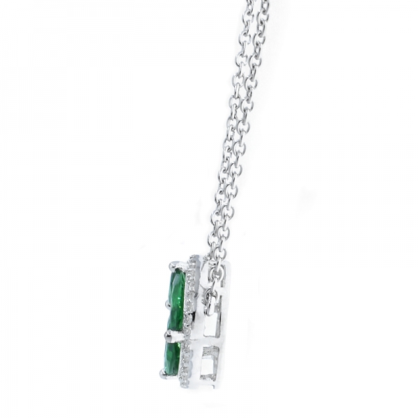 White CZ & Paraiba YAG Silver Necklace with Refined Chain 