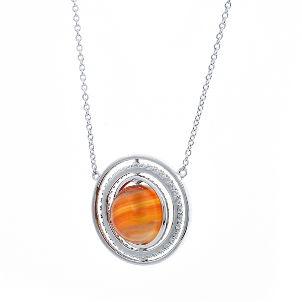 925 Sterling Silver Carnelian Necklace 