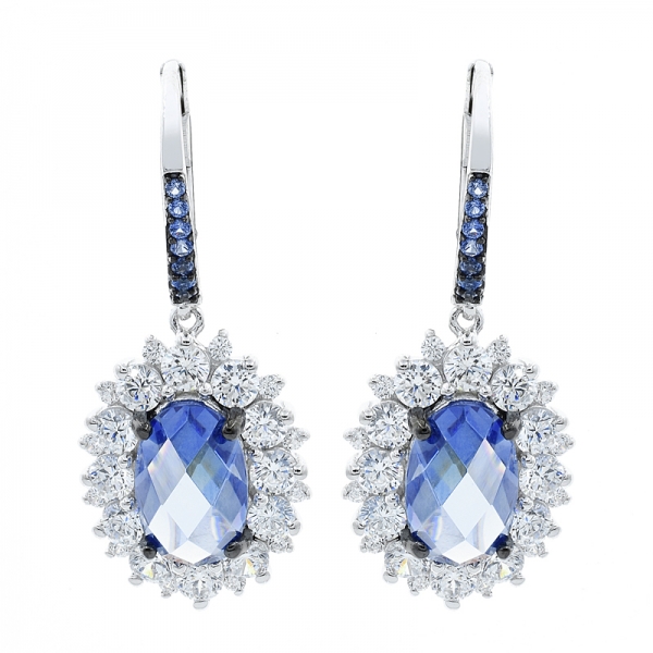 Graceful 925 Earrings With Checkboard Cutting Tanzantie CZ 