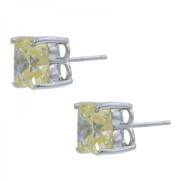 925 Silver Earrings With Diamond Yellow Four Leaf Clover Cutting CZ 