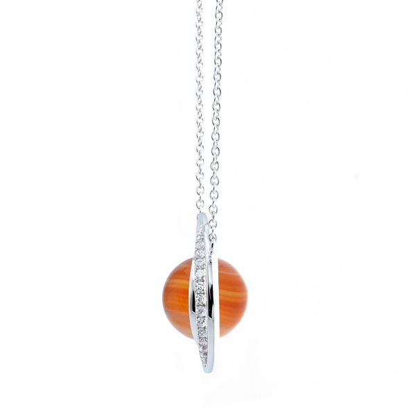 925 Sterling Silver Carnelian Necklace 