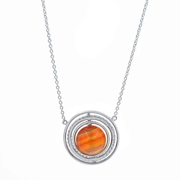 925 Sterling Silver Carnelian Necklace 