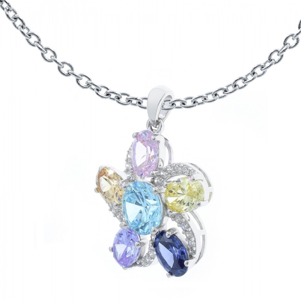 925 Sterling Multicolor Floral Ladies Pendant 