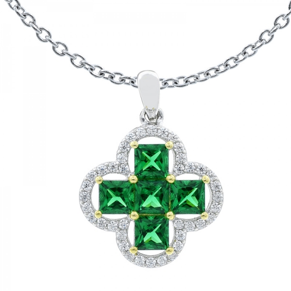 925 Four Leaf Clover Paraiba Silver Pendant 