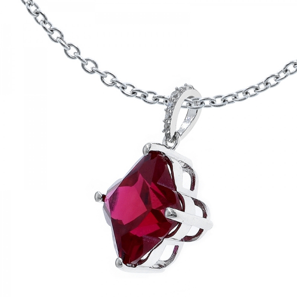 925 Sterling Silver Ruby Corundum 4 Leaf Clover Pendant 