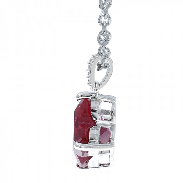 925 Sterling Silver Ruby Corundum 4 Leaf Clover Pendant 