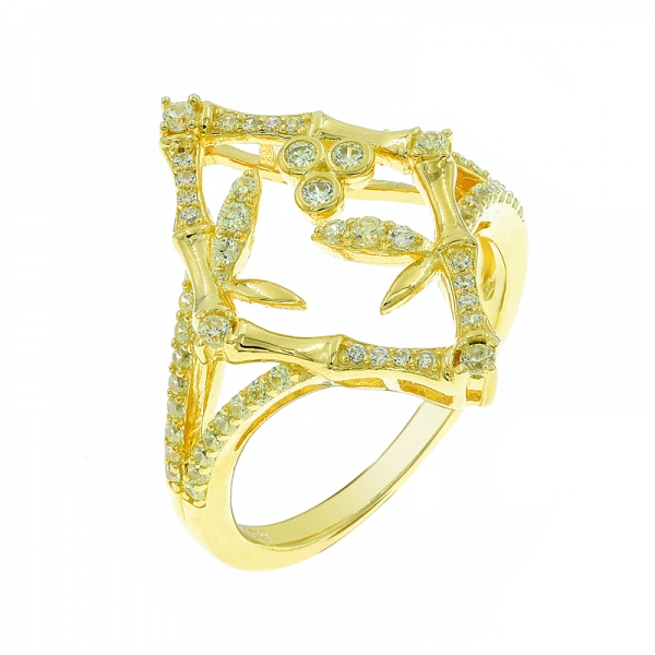 Gold Plated 925 Silver Bamboo Ring 